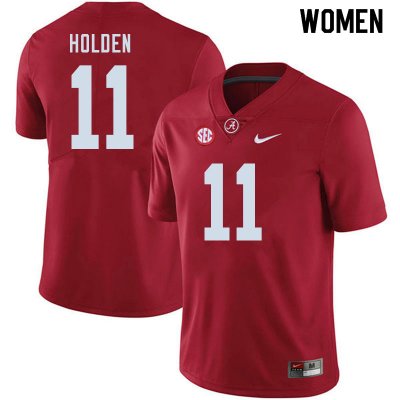 NCAA Women's Alabama Crimson Tide #11 Traeshon Holden Stitched College 2020 Nike Authentic Crimson Football Jersey YO17T08LL